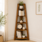Dhruvan Solid Rosewood Bookshelf with Rope Wrapped Legs in Antique Ebony