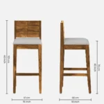 Zovian Solid Wood Bar Chairs in Elegant Walnut Finish (Set of 2) - Image 3