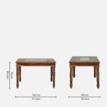 Shubham Handicraft Tile Solid Sheesham Wood 6 Seater Dining Table Set with Cushioned Bench & Chairs | Premium Handcrafted Wooden Dining Furniture - Image 2