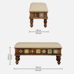 Shubham Handicraft Tile Solid Sheesham Wood 6 Seater Dining Table Set with Cushioned Bench & Chairs | Premium Handcrafted Wooden Dining Furniture - Image 8