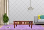 Sheesham Wood Coffee Table with Hand-Painted Tile Inlay