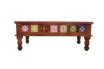 Sheesham Wood Coffee Table with Hand-Painted Tile Inlay - Image 2