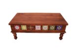 Sheesham Wood Coffee Table with Hand-Painted Tile Inlay - Image 3