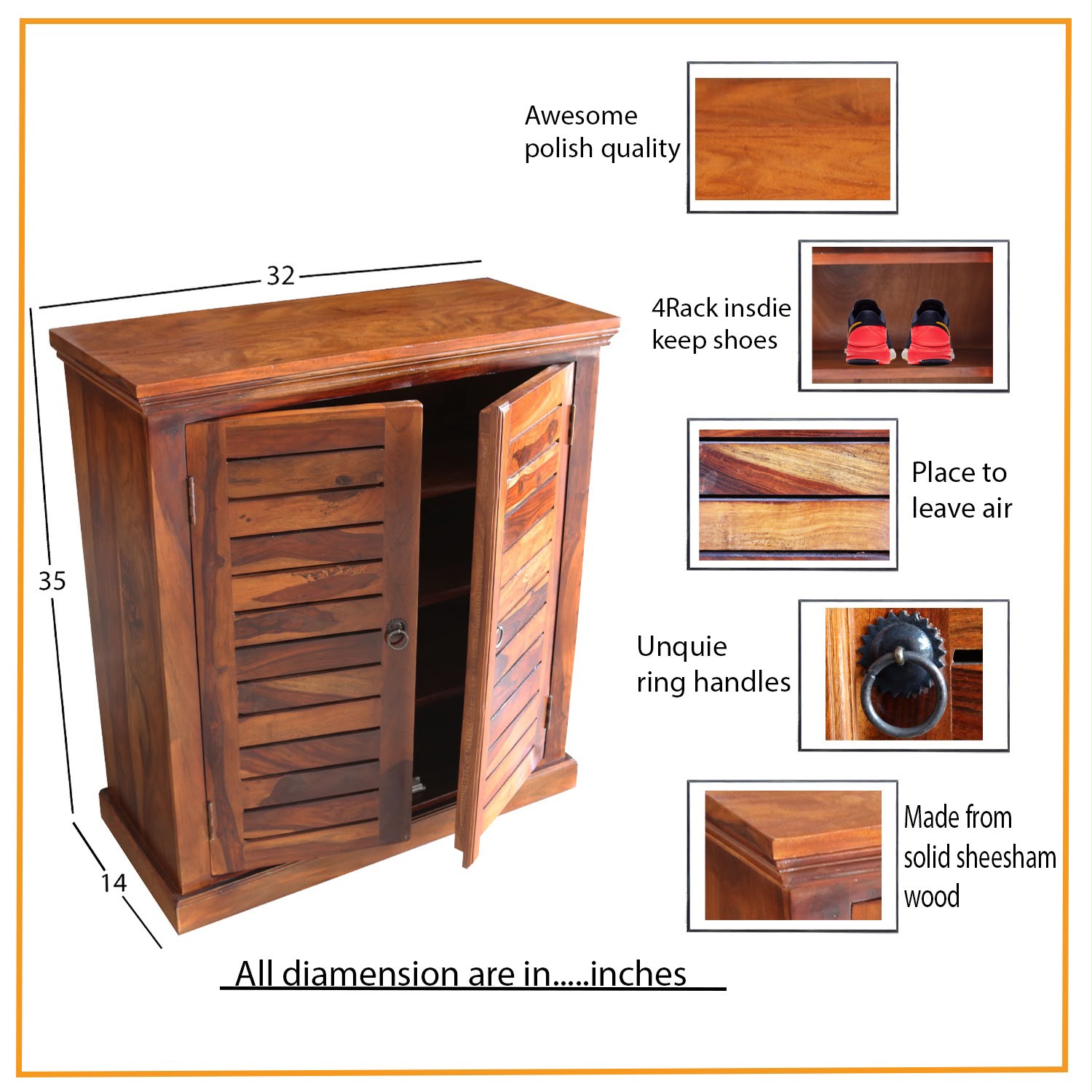 IMG-20260807-WA0018.jpg Sheesham Wood 2-Door Louvered Shoe Cabinet - Image 1