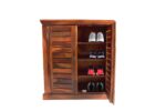 Sheesham Wood 2-Door Louvered Shoe Cabinet - Image 4