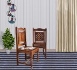 Sheesham Wood Carved Dining Chair with Medallion Backrest (Set of 2) - Image 6