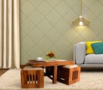 Sheesham Wood Coffee Table with 4 Nesting Wooden Stools - Image 5