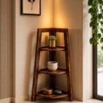 Sheesham Wood Foldable 3-Tier Corner Shelf