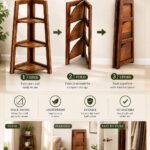 Sheesham Wood Foldable 3-Tier Corner Shelf - Image 2
