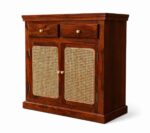 Sheesham Wood Sideboard with Handwoven Cane Doors - Image 2