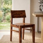 Sheesham Wood Dining Chair with Contoured Seat - Image 5