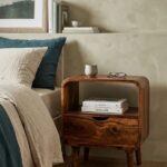 Sheesham Wood Mid-Century Open Shelf Nightstand with Drawer - Image 2