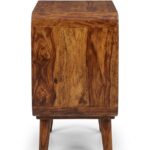 Sheesham Wood Mid-Century Open Shelf Nightstand with Drawer - Image 6