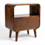 Sheesham Wood Mid-Century Open Shelf Nightstand with Drawer - Image 8