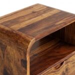 Sheesham Wood Mid-Century Open Shelf Nightstand with Drawer - Image 10