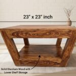 Sheesham Wood Geometric Coffee Table with Lower Shelf