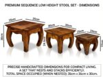 Sheesham Wood Opium Nesting Stool Set (Set of 3) - Image 8
