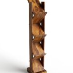 Sheesham Wood Diamond-Cut Vertical Ladder Shelf