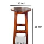Sheesham Wood Backless Bar Stool with Straight Legs - Image 3