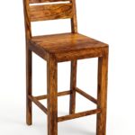 Sheesham Wood Bar Chair | Wooden High Chair with Backrest for Kitchen & Bar Counter - Image 3