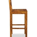Sheesham Wood Bar Chair | Wooden High Chair with Backrest for Kitchen & Bar Counter - Image 4
