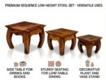 Sheesham Wood Opium Stool Set of 3 | Nesting Wooden Bajot Stools - Image 2