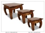 Sheesham Wood Opium Stool Set of 3 | Nesting Wooden Bajot Stools - Image 11