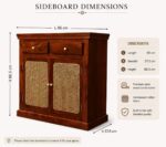 Sheesham Wood Shoe Cabinet with Cane Doors | 2 Drawer Wooden Shoe Rack - Image 2
