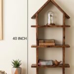 Sheesham Wood House Shape Wall Shelf | Decorative Wooden Wall Hanger Rack