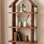 Sheesham Wood House Shape Wall Shelf | Decorative Wooden Wall Hanger Rack - Image 2