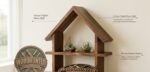 Sheesham Wood House Shape Wall Shelf | Decorative Wooden Wall Hanger Rack - Image 3