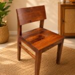 Sheesham Wood Round Dining Table Set with 4 chairs | 4 Seater around Wooden Dining Set - Image 6