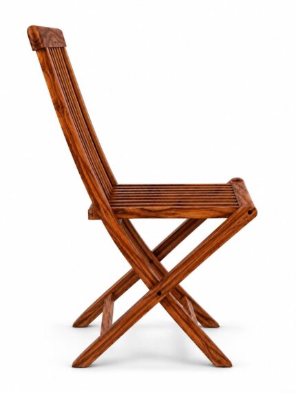 Sheesham Wood Folding Chair | Slatted Back Wooden Foldable Chair