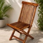 Sheesham Wood Folding Chair | Slatted Back Wooden Foldable Chair - Image 7