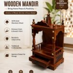 Sheesham Wood Pooja Mandir | Traditional Wooden Temple With Drawer - Image 2
