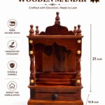 Sheesham Wood Pooja Mandir | Traditional Wooden Temple With Drawer - Image 5