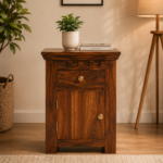Sheesham Wood Bedside Cabinet | Hand-Painted Ceramic Tile Door(set of 2) - Image 5