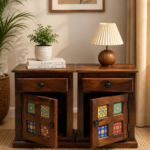 Sheesham Wood Bedside Table | Drawer & Cabinet Storage(set of 2) - Image 4
