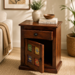 Sheesham Wood Bedside Table | Drawer & Cabinet Storage(set of 2)
