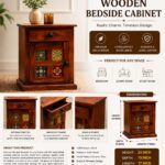 Sheesham Wood Bedside Table | Drawer & Cabinet Storage(set of 2) - Image 3