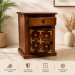 Handcrafted Solid Sheesham Wood Bedside Table | Shubham Handicraft - Image 5