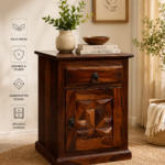 Handcrafted Sheesham Wood Bedside Cabinet | Shubham Handicraft - Image 6