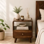 Palencia Natural Finish Wooden Side Table (SET OF 2)