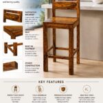 Sheesham Wood Bar Chair with Supportive Backrest & Footrest - Image 2